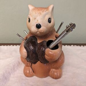 COPY - Vintage Ceramic Squirrel Nut Cracker with tools.